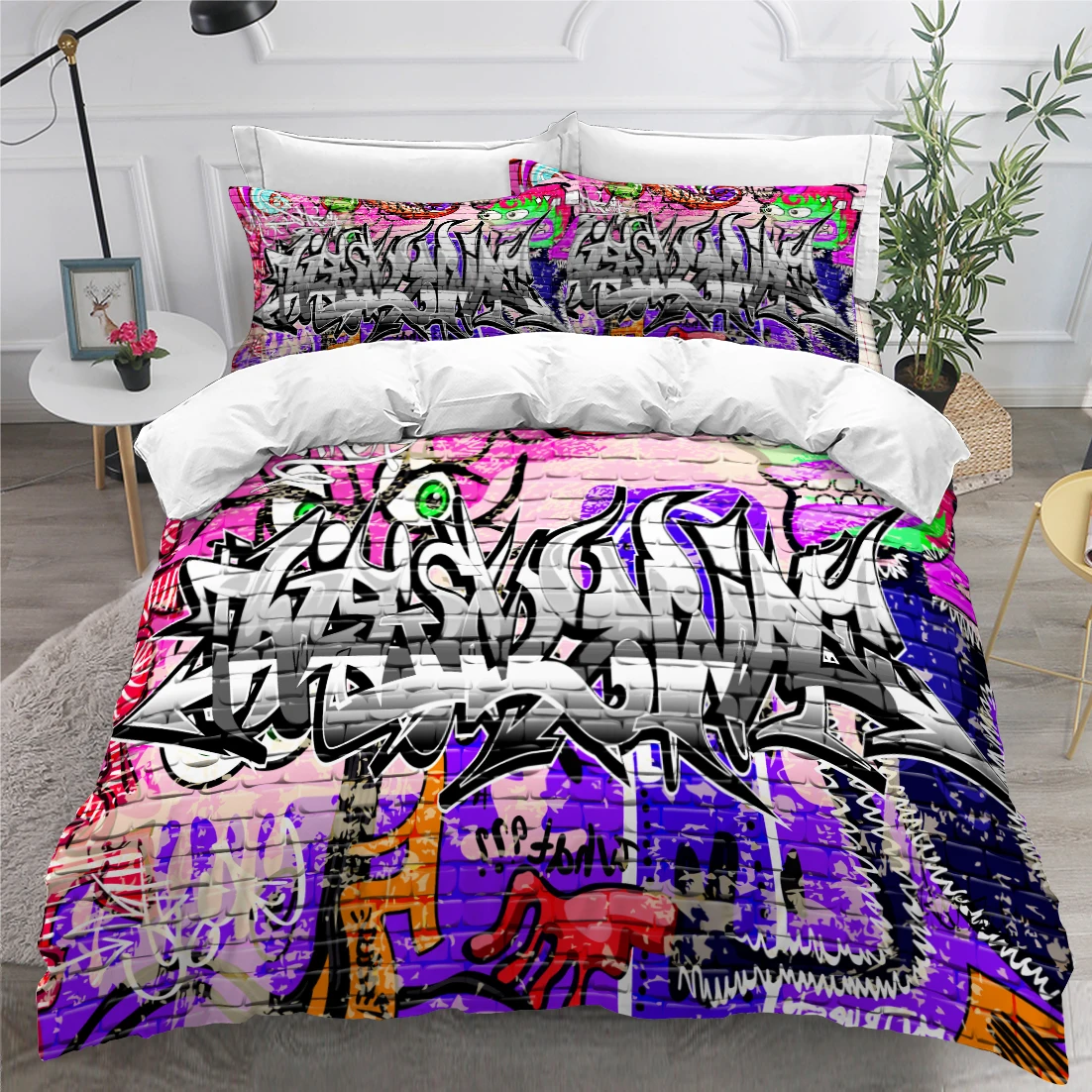 

Eurppe and America Duvet Cover Set Bedding Sets Comforter Case Pillowcase Full Twin Single Double Size 3D Graffiti Bed Linen