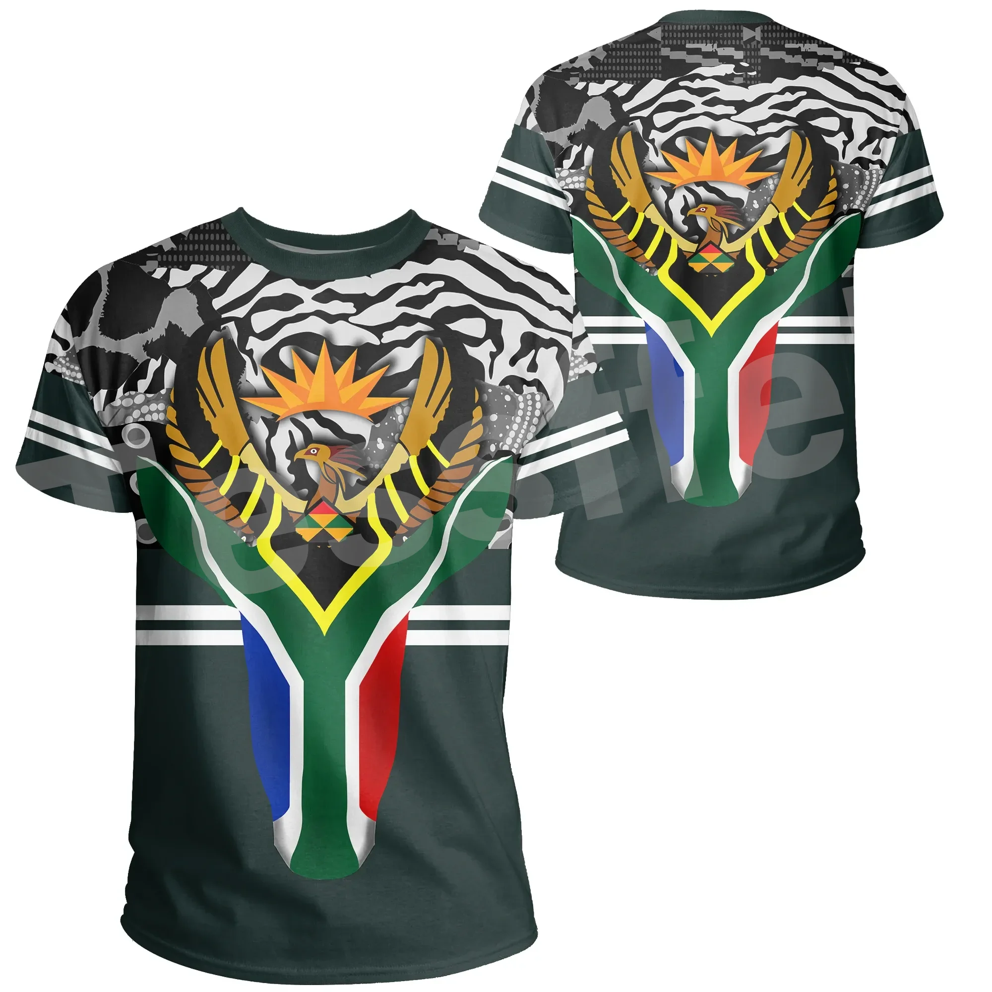 

Tessffel County Animal South Africa Flag Tattoo Retro 3DPrint Men/Women Summer Casual Funny Short Sleeves T-Shirts Streetwear A4