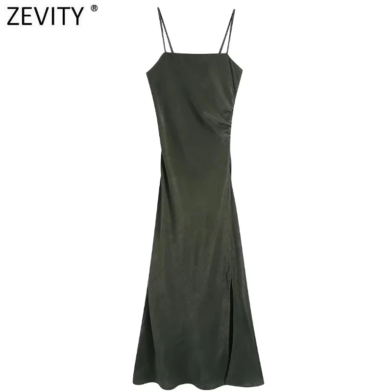 ZEVITY Women Sexy Solid Inner Style Soft Satin Sling Dress Female Chic Spaghetti Strap Side Zipper Split Vestidos Dresses DS9155
ZEVITY Women Sexy Solid Inner Style Soft Satin Sling Dress Female Chic Spaghetti Strap Side Zipper Split Vestidos Dresses DS9155