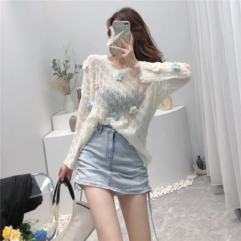 Korejepo Women Sweater 2021 Eraly Autumn New Korean Version Sweet Flower V-neck Loose Bf Long-sleeved Blouse Knitted Pullover
Korejepo Women Sweater 2021 Eraly Autumn New Korean Version Sweet Flower V-neck Loose Bf Long-sleeved Blouse Knitted Pullover