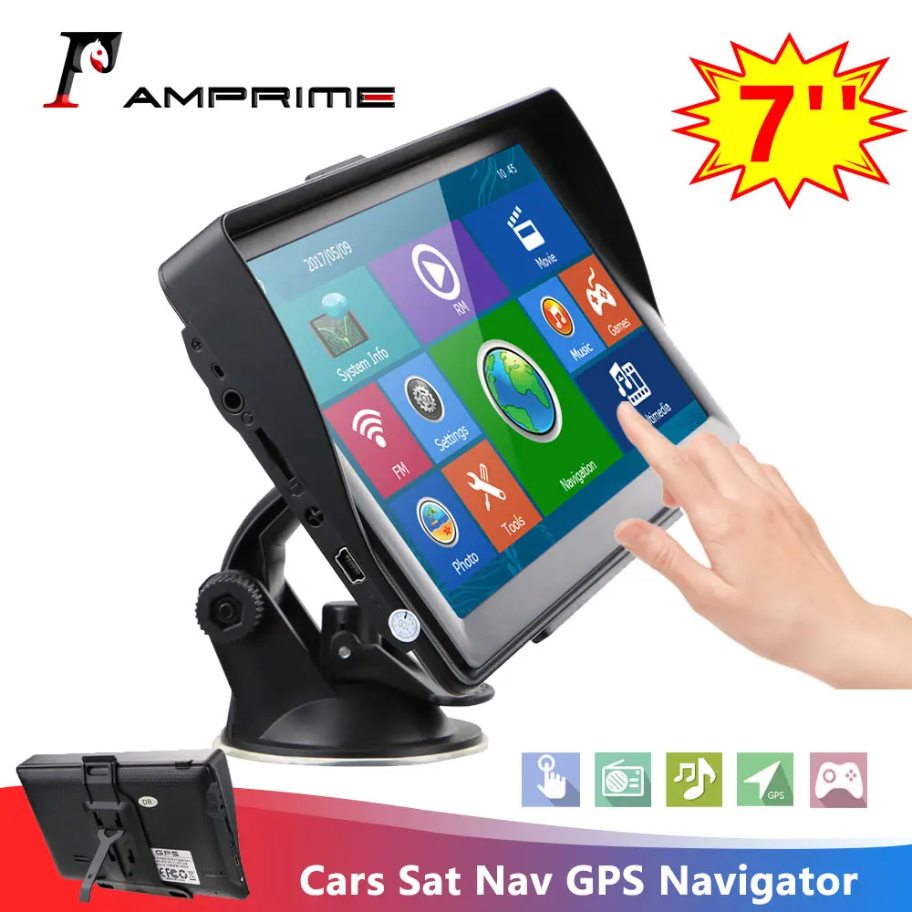 AMPrime 7 "Автомобили Sat Nav GPS навигационная система сенсорный экран с бесплатными