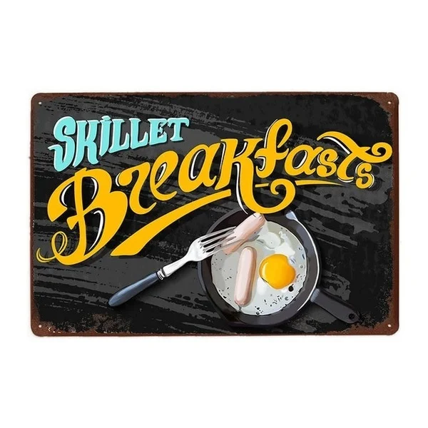 

Breakfast Always Fresh Tin Sign Steak House Plaque Metal Vintage Sea Food Signboard Pizza Poster Retro Wall Decoration 20x30cm