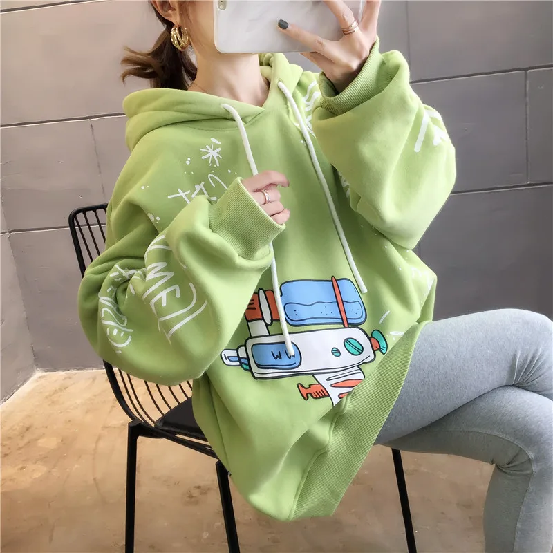 Oversize Hoodies Women Harajuku Cartoon Printed Tops Winter Autumn Fleece Hooded Sweatshirt Student Pockets Pullover Green Tees
Oversize Hoodies Women Harajuku Cartoon Printed Tops Winter Autumn Fleece Hooded Sweatshirt Student Pockets Pullover Green Tees
