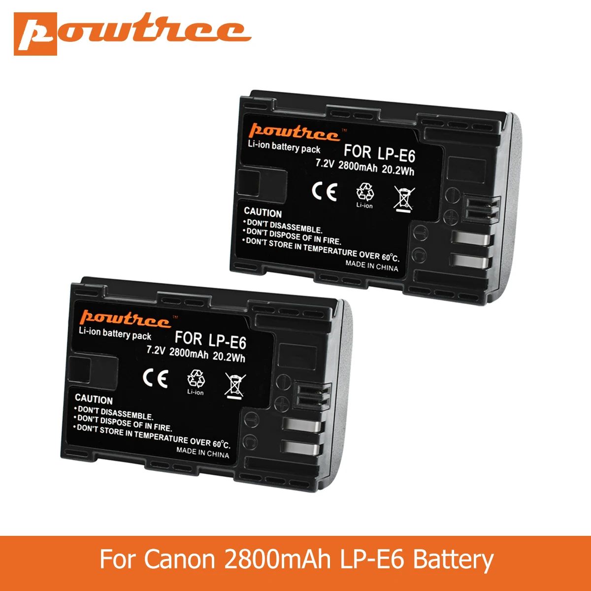 

POWTREE 2800mAh 7.2V LP-E6 LPE6 LP E6 Camera Battery For Canon 5D Mark II III 7D 60D EOS 80D 70D 6D for canon accessories L50