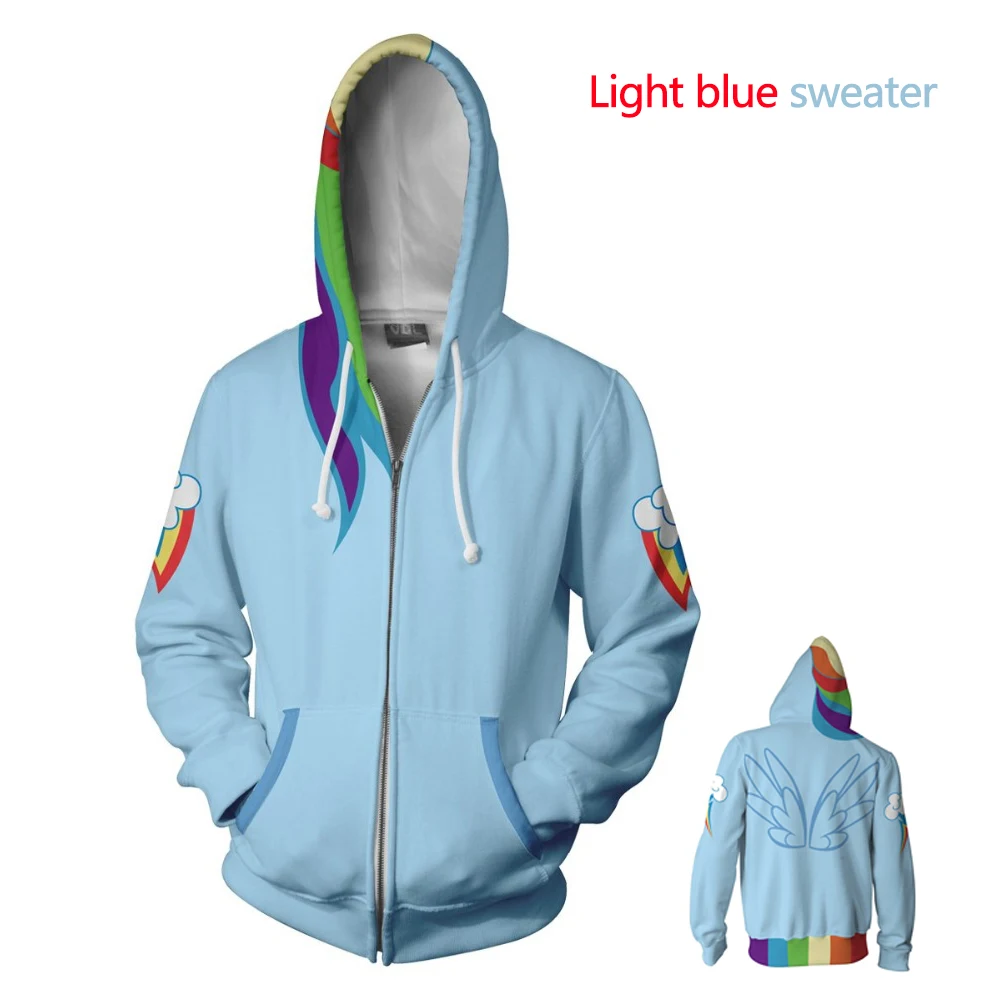 2020 Hot Sale Anime Peripheral Jacket My Little Pony Cosplay Rainbow Dash hoodie 3D printed Unisex zipper sweatshirt jacket
2020 Hot Sale Anime Peripheral Jacket My Little Pony Cosplay Rainbow Dash hoodie 3D printed Unisex zipper sweatshirt jacket
