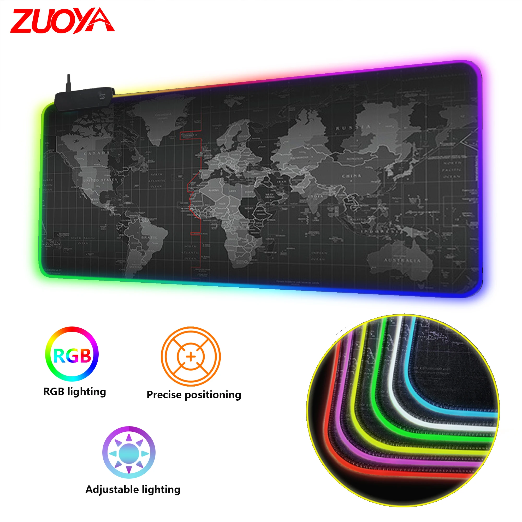 Цветная (RGB) большой Мышь игровой коврик анти скольжения натуральный каучук мышь