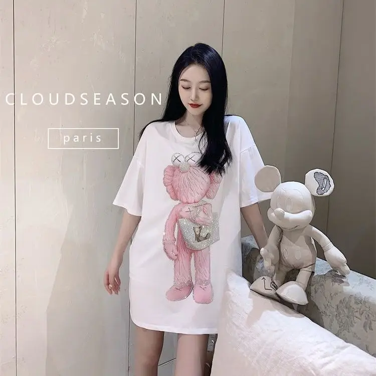 Summer Women's New Style Short-sleeved Korean Loose Cotton T-shirt Tops Women's Hot Drilling Harajuku Women Diamonds Tshirts
Summer Women's New Style Short-sleeved Korean Loose Cotton T-shirt Tops Women's Hot Drilling Harajuku Women Diamonds Tshirts