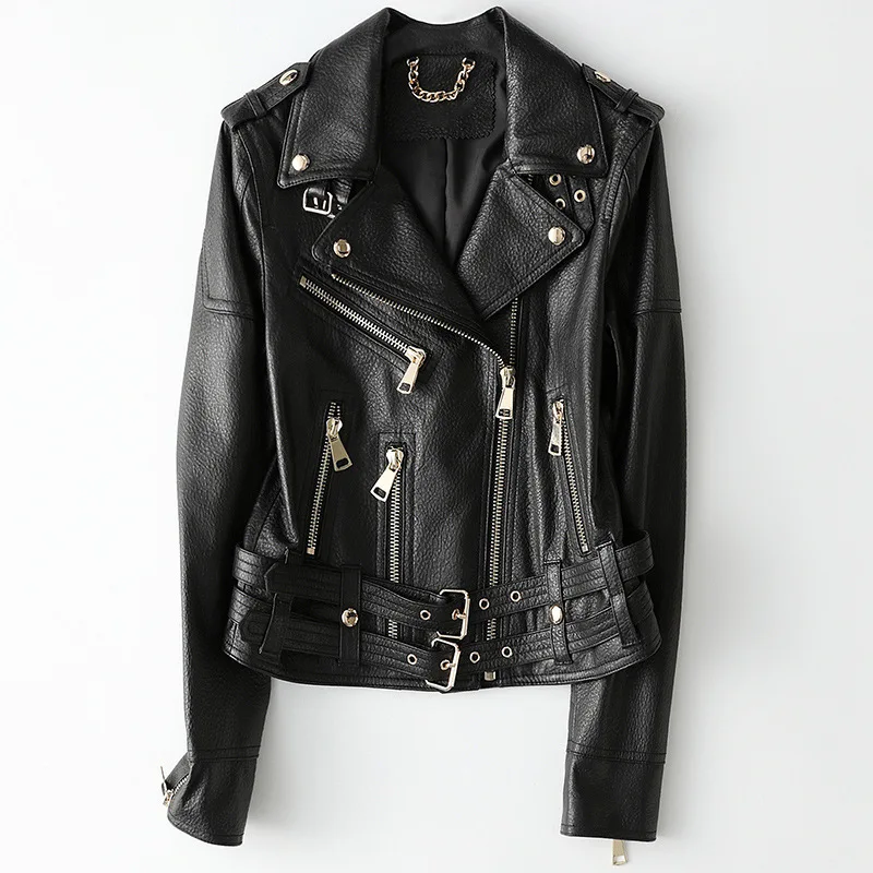 Spring Autumn Sheep Leather Jacket Short Women's Coat Black Casual High Quality Real Sheepskin Locomotive Style Jackets Outwear
Spring Autumn Sheep Leather Jacket Short Women's Coat Black Casual High Quality Real Sheepskin Locomotive Style Jackets Outwear