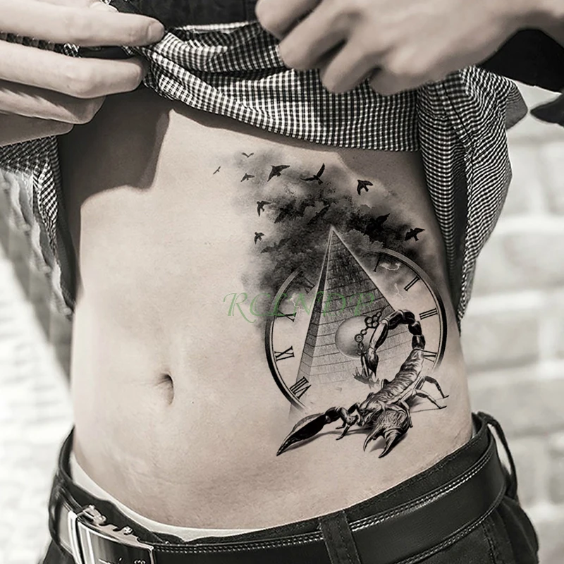 Водостойкие временные татуировки наклейки Скорпион летает птицы темные облака