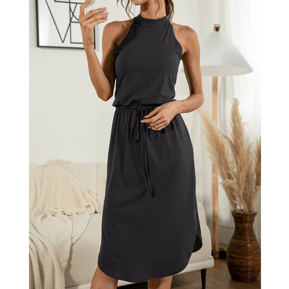 2021 Sexy Halter Sleeveless Dress Plus Size Women Solid Color Split Sashes Lace-up Summer Madi Dresses Girl Casual Streetwear
2021 Sexy Halter Sleeveless Dress Plus Size Women Solid Color Split Sashes Lace-up Summer Madi Dresses Girl Casual Streetwear