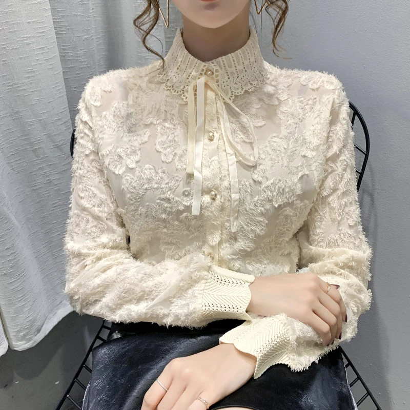 New 2020 Autumn long sleeve Women tops Fashion casual turtleneck lace shirt Lace Embroidery Jacquard Blouse shirt
New 2020 Autumn long sleeve Women tops Fashion casual turtleneck lace shirt Lace Embroidery Jacquard Blouse shirt