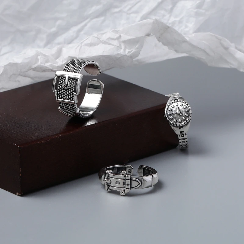 Morivovog 925 Sterling Silver Belt Buckle Clock Rings for Women Vintage Do The Old Japan Korea Open Rings Punk Jewelry Bijoux
Morivovog 925 Sterling Silver Belt Buckle Clock Rings for Women Vintage Do The Old Japan Korea Open Rings Punk Jewelry Bijoux