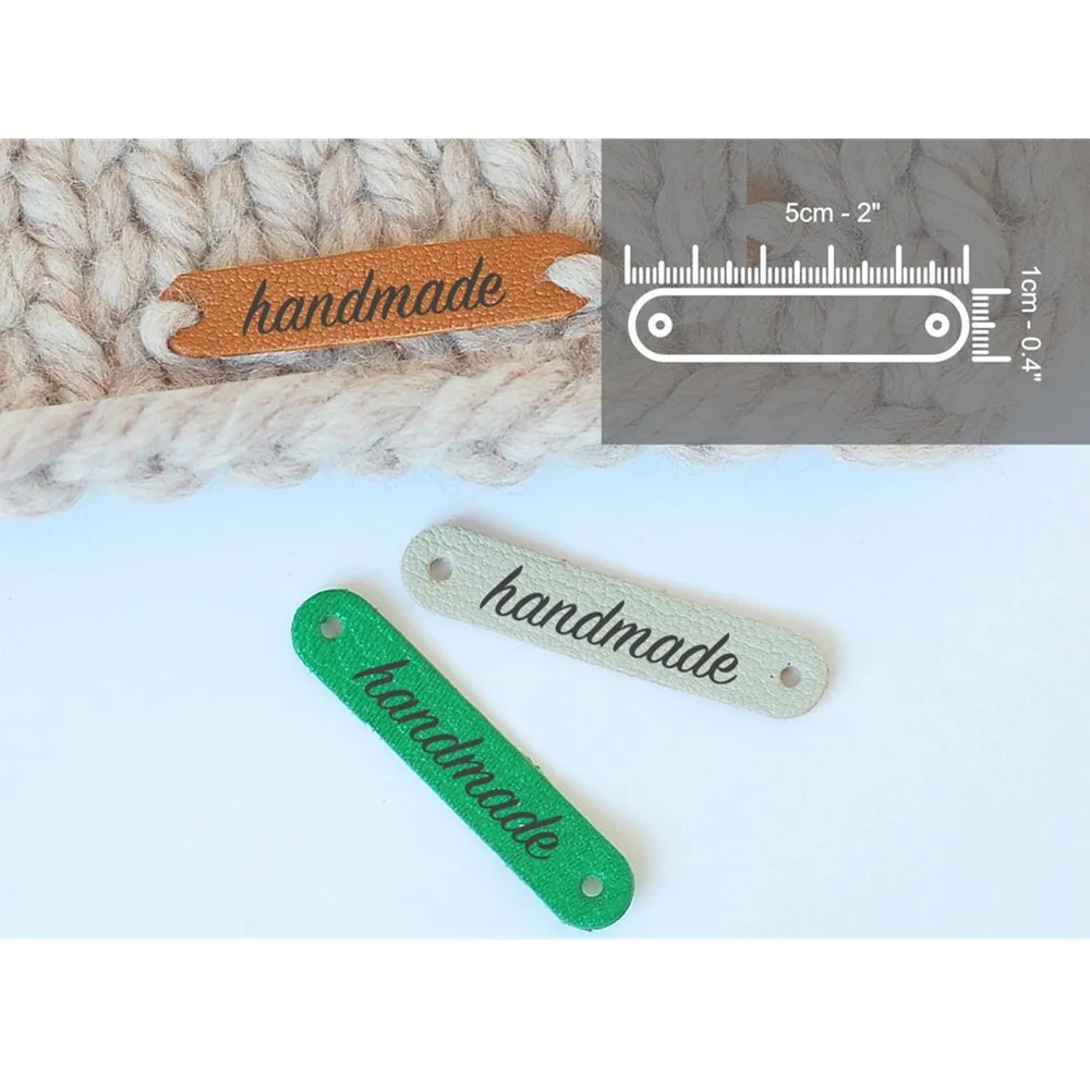 

Personalised Faux Leather Tags for Handmade Products, Knitted and Crocheted Items Labels, Clothing Leather Labels, Garment Tags