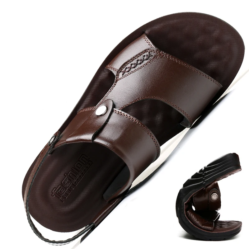 Fashion Genuine Leather Comfortable Walking Footwear Shoes Men Trending Summer Outdoor Leisure Non-Slip Beach Sandals Slippers 
Fashion Genuine Leather Comfortable Walking Footwear Shoes Men Trending Summer Outdoor Leisure Non-Slip Beach Sandals Slippers
