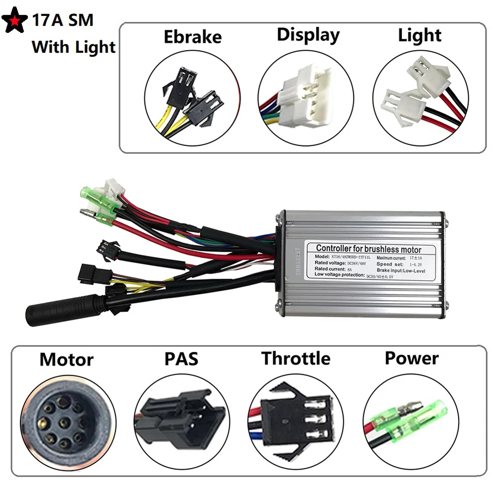 48v 36v E-bike Controller Square Wave Auto Adjustable For 17a Kt Series Electric Bicycle Motor 250w-350w Sm Interface Cycling
48v 36v E-bike Controller Square Wave Auto Adjustable For 17a Kt Series Electric Bicycle Motor 250w-350w Sm Interface Cycling