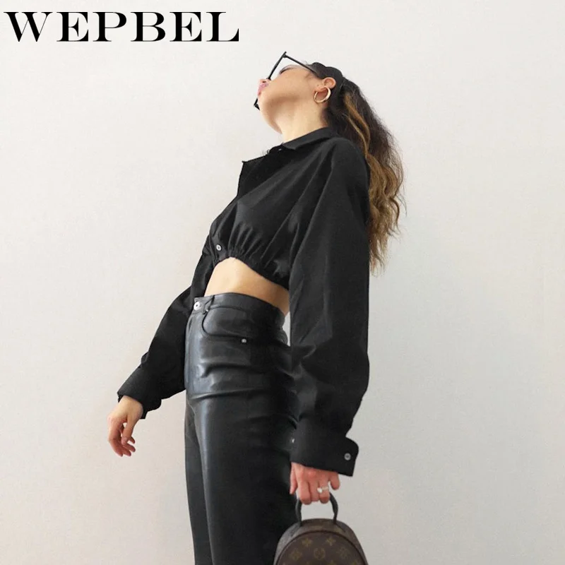 WEPBEL Spring Women Elegant Loose Crop Top Shirt Ladies Sexy Long Sleeve Turn Down Collar Single Breasted Short T-shirt
WEPBEL Spring Women Elegant Loose Crop Top Shirt Ladies Sexy Long Sleeve Turn Down Collar Single Breasted Short T-shirt