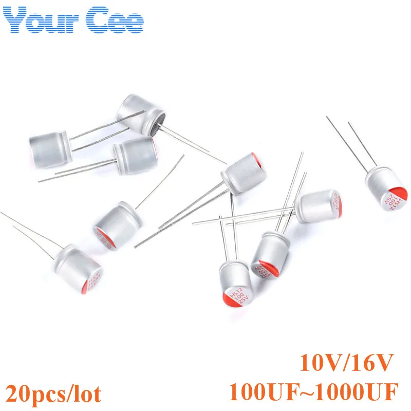 20pcs Solid Aluminum Electrolytic Capacitor DIP 16V 10V 1000uF 680uF 470uF 330uF 270uF 220uF 100uF Solid Capacitors With Pins
20pcs Solid Aluminum Electrolytic Capacitor DIP 16V 10V 1000uF 680uF 470uF 330uF 270uF 220uF 100uF Solid Capacitors With Pins
