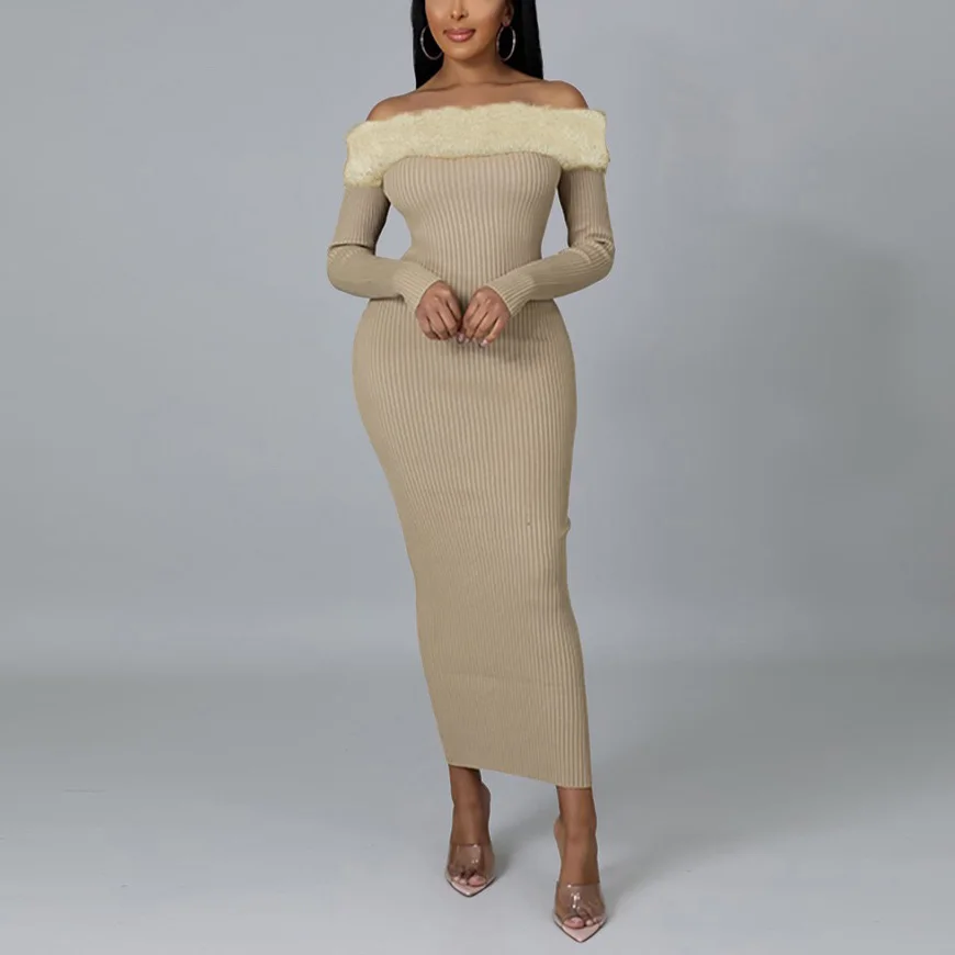 Winter Dress Women Luxury Design Bodycon Fur Collar Off the Shoulder Full Sleeve Back Split Sexy Evening Night Club Vestidos Hot
Winter Dress Women Luxury Design Bodycon Fur Collar Off the Shoulder Full Sleeve Back Split Sexy Evening Night Club Vestidos Hot
