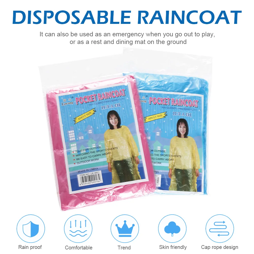 10PCS Disposable Raincoat Ponchos Hooded Adult Emergency Poncho Raincoat for Camping Hiking Walking Travel Picnic
10PCS Disposable Raincoat Ponchos Hooded Adult Emergency Poncho Raincoat for Camping Hiking Walking Travel Picnic