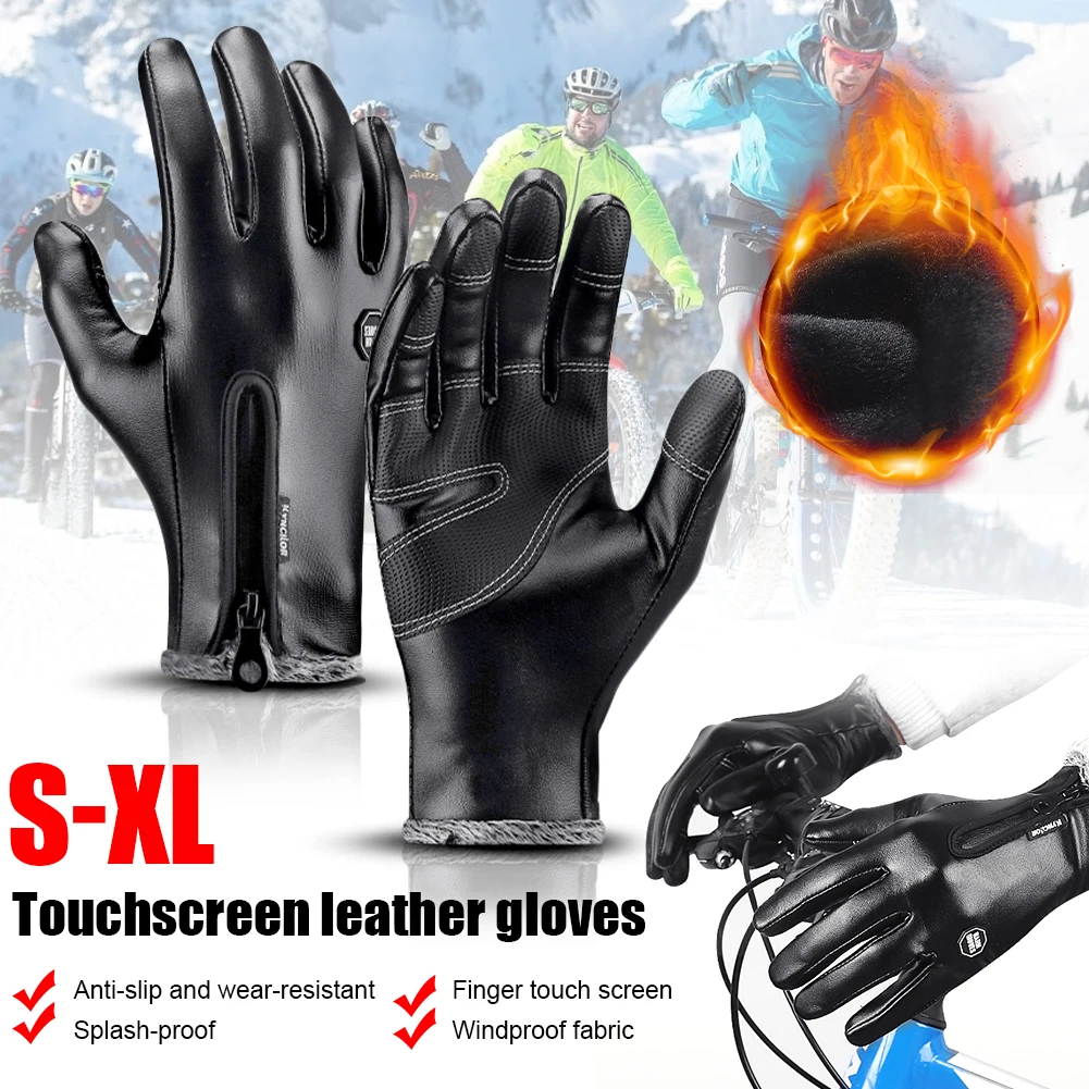 Winter Gloves Warm Thermal Fleece Leather Gloves with Zipper Windproof Waterproof Antilsip Ski Snow Snowboard Gloves
Winter Gloves Warm Thermal Fleece Leather Gloves with Zipper Windproof Waterproof Antilsip Ski Snow Snowboard Gloves