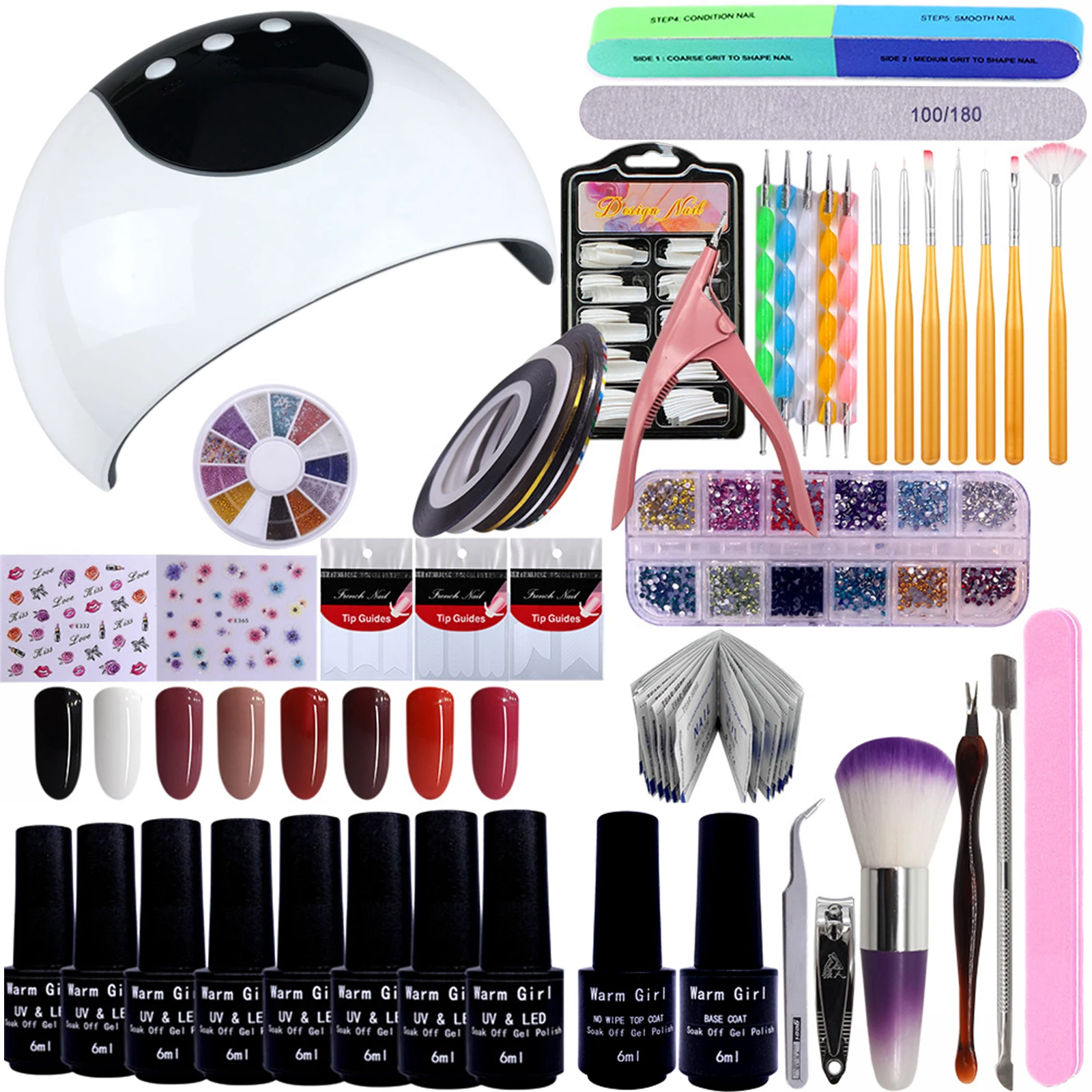 Warm Girl Gel Nail Polish Starter Kit with 36W UV/LED Light Nail Lamp Base Top Coat , Soak Off Gel 8 Colors Manicure Tools Set
Warm Girl Gel Nail Polish Starter Kit with 36W UV/LED Light Nail Lamp Base Top Coat , Soak Off Gel 8 Colors Manicure Tools Set