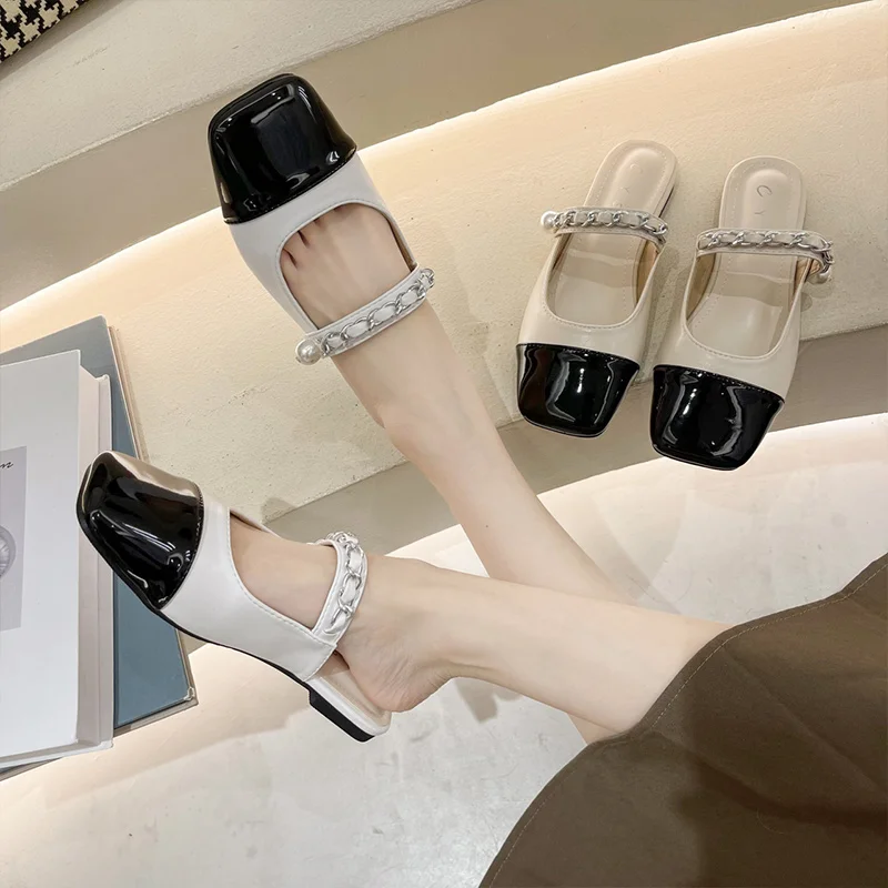 Comfortable Flat-Bottom Ladies Baotou Half Slippers Summer New Fashion Color Matching Mules
Comfortable Flat-Bottom Ladies Baotou Half Slippers Summer New Fashion Color Matching Mules