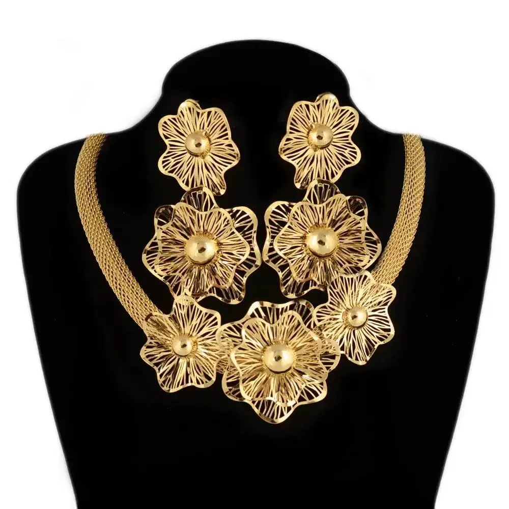 High Quality Bohemia Bridal Jewelry Sets For Women Earrings Necklace Pendant Flower Sets Jewelry For African Gift 
High Quality Bohemia Bridal Jewelry Sets For Women Earrings Necklace Pendant Flower Sets Jewelry For African Gift