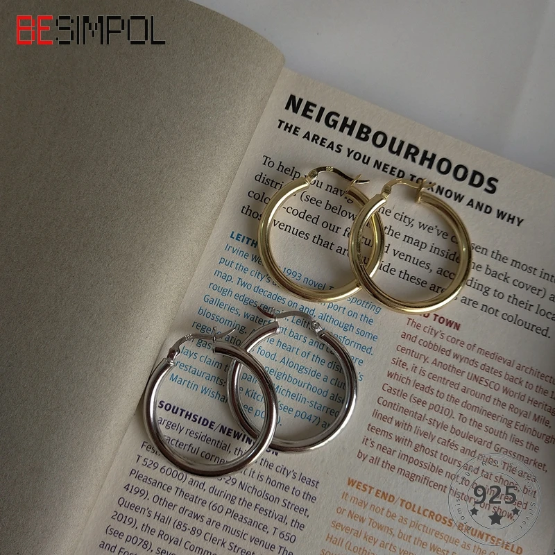 Besimpol Genuine 925 Sterling Silver High Quality Earrings Vintage Big Round Hoop Earrings for Women Luxury Fine Jewelry Gifts
Besimpol Genuine 925 Sterling Silver High Quality Earrings Vintage Big Round Hoop Earrings for Women Luxury Fine Jewelry Gifts