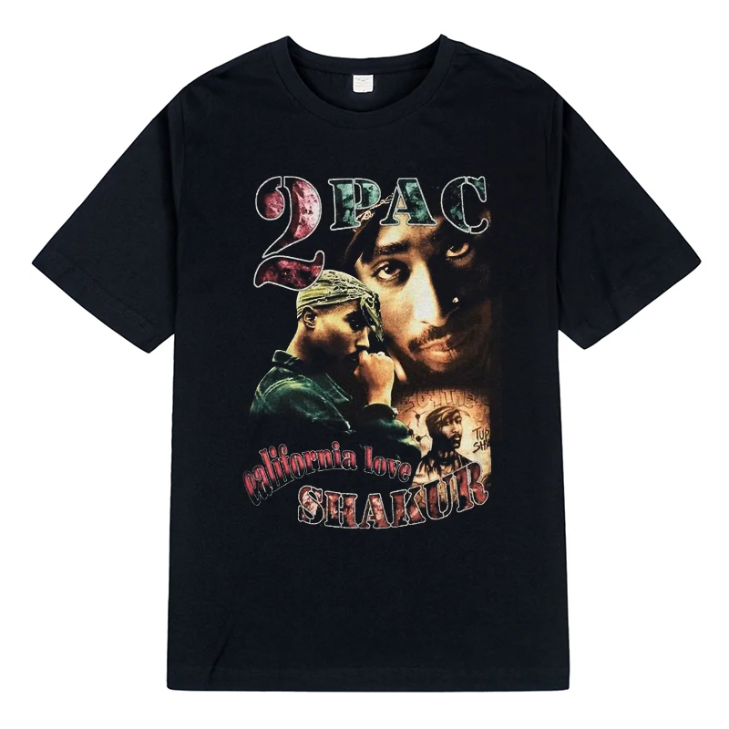 Черная Мужская футболка 2Pac Tupac Shakur California Love Tour|Мужские футболки| |