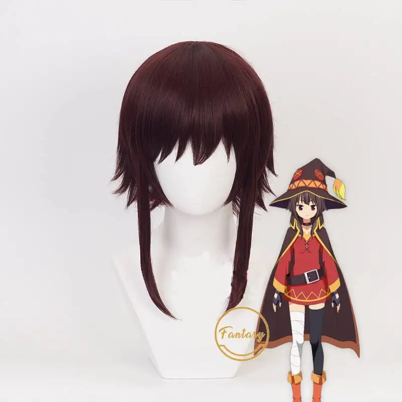Megumin KonoSuba Божье благословение на этот чудесный мир Косплэй короткий коричневый