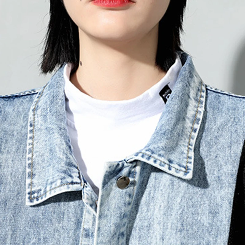 CHICEVER Denim Jackets For Women Lapel Long Sleeve Patchwork Hit Color Loose Oversized Streetwear Coats Female 2020 Autumn Tide
CHICEVER Denim Jackets For Women Lapel Long Sleeve Patchwork Hit Color Loose Oversized Streetwear Coats Female 2020 Autumn Tide