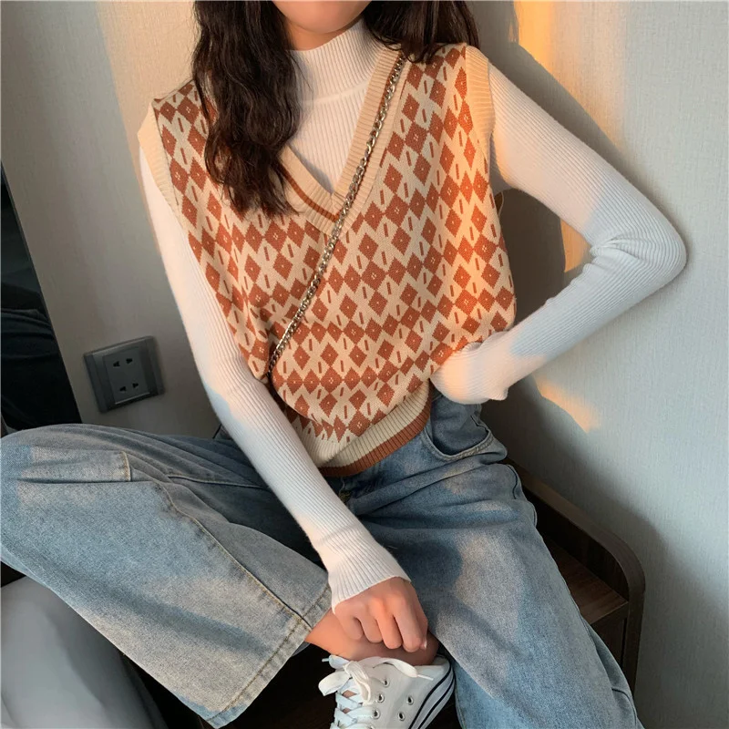 Женский трикотажный жилет без рукавов, контрастный жилет с V-образным вырезом, осень 2021
Женский трикотажный жилет без рукавов, контрастный жилет с V-образным вырезом, осень 2021