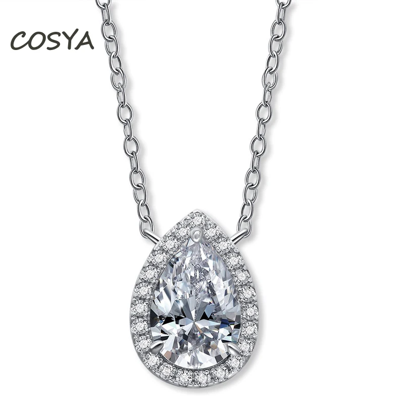 COSYA Real 925 Sterling Silver Water Drop Inlaid High Carbon Diamond 8*12mm Luxury Female Wedding Pendant Necklace Fine Jewelry
COSYA Real 925 Sterling Silver Water Drop Inlaid High Carbon Diamond 8*12mm Luxury Female Wedding Pendant Necklace Fine Jewelry