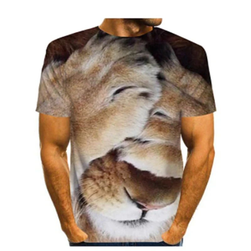 Новинка 2021, Мужская футболка с 3D-принтом льва, черная футболка с коротким рукавом, летняя мужская футболка в стиле Харадзюку в стиле хип-хоп, Топ 
Новинка 2021, Мужская футболка с 3D-принтом льва, черная футболка с коротким рукавом, летняя мужская футболка в стиле Харадзюку в стиле хип-хоп, Топ