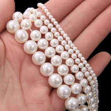 3/4/6/8/10mm AAA High Quality Glass Imitation Pearls Round Loose Beads for DIY Bracelet Earrings Necklace Jewelry Making Garment