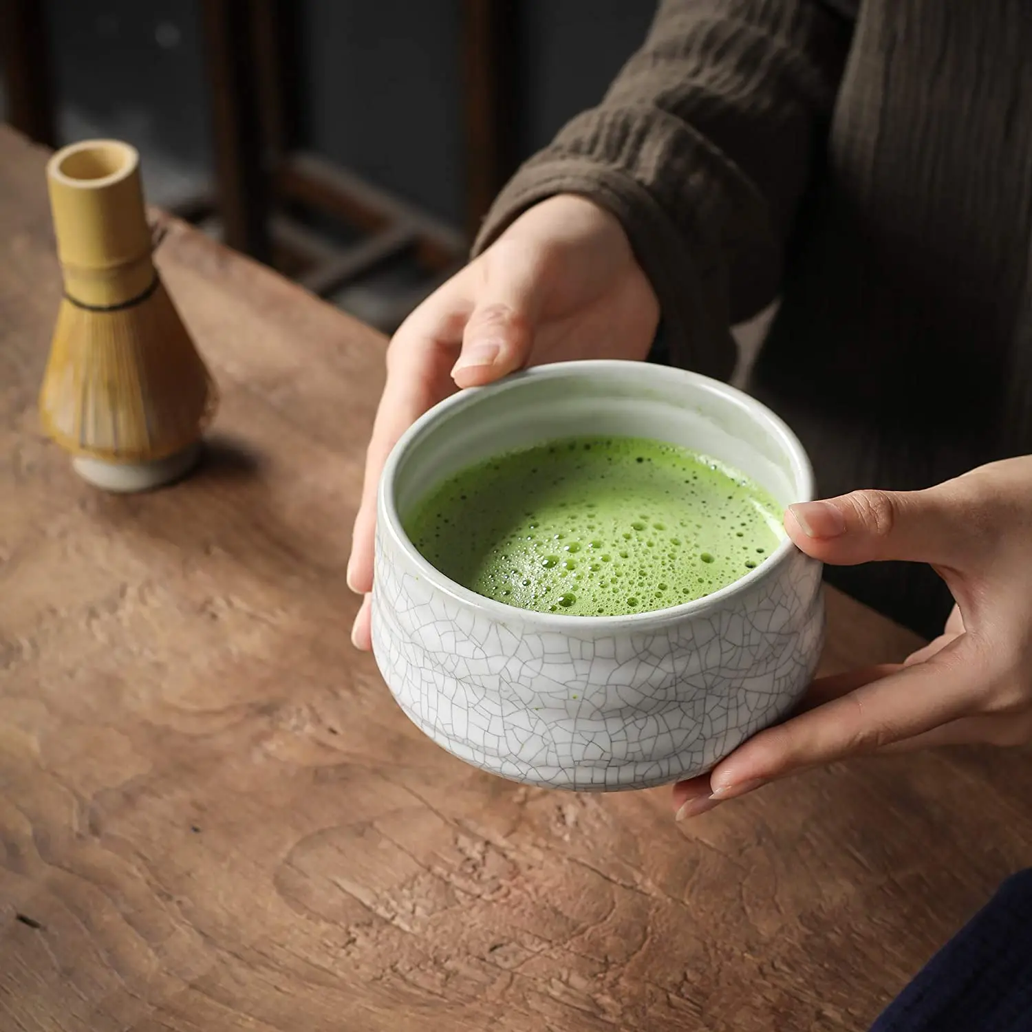 Retro Crackle Style 18 OZ Artistical White Matcha Green Tea Chawan Bowl and Bamboo Whisk Scoop Traditional Ceremony Starter Kit
Retro Crackle Style 18 OZ Artistical White Matcha Green Tea Chawan Bowl and Bamboo Whisk Scoop Traditional Ceremony Starter Kit