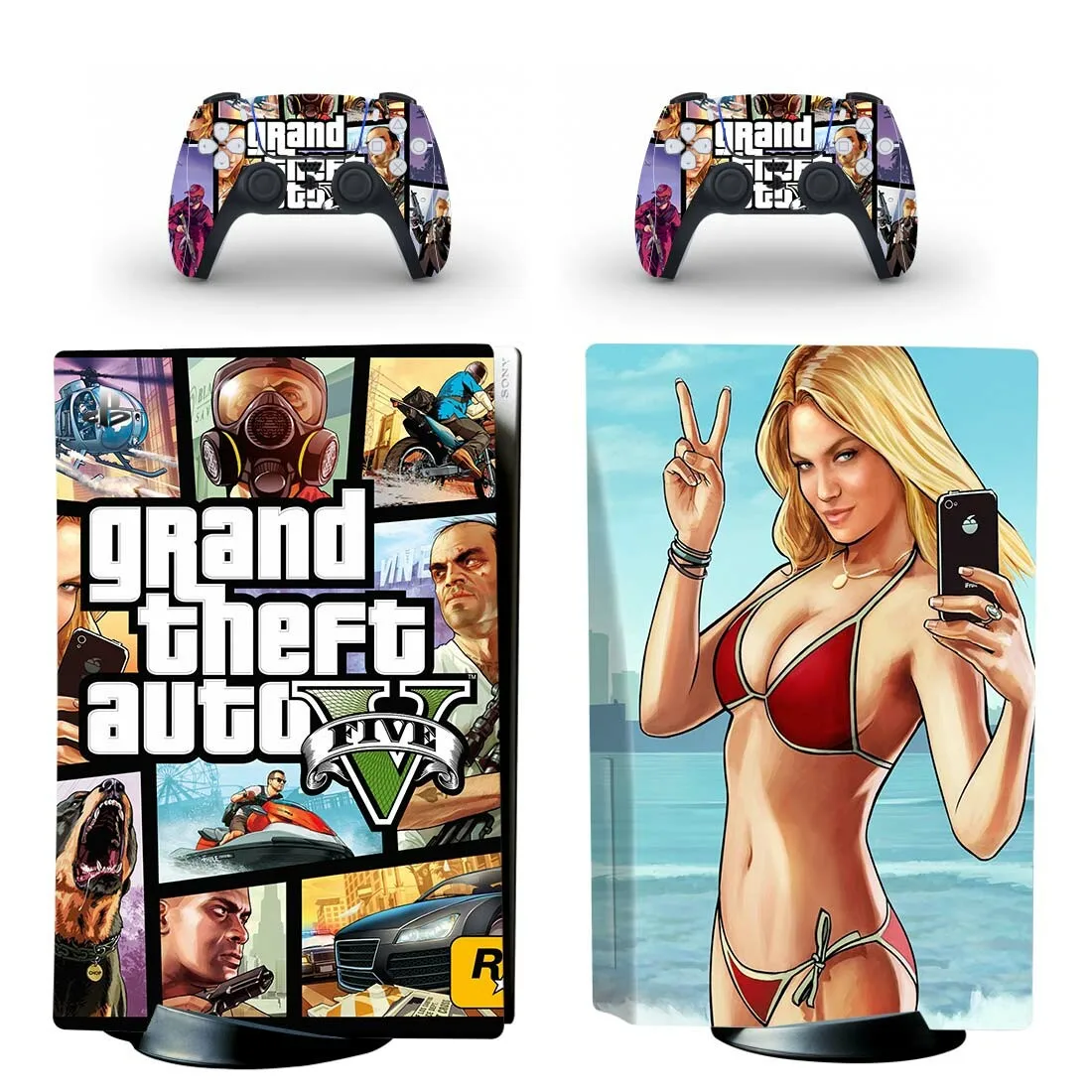 Фото Стикеры Grand Theft Auto GTA PS5 для консоли PlayStation 5 и 2 контроллера | Электроника