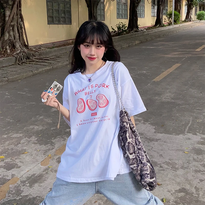 Loose O-Neck Women's T-Shirt Sweet Soft Girl Short-Sleeved Cotton Top Summer Japanese Kawaii Cute Cartoon Printing Clothing
Loose O-Neck Women's T-Shirt Sweet Soft Girl Short-Sleeved Cotton Top Summer Japanese Kawaii Cute Cartoon Printing Clothing