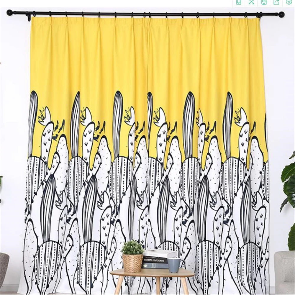 New curtain hand-painted cactus rural style simple modern shading hook curtain yellow 3d curtains
New curtain hand-painted cactus rural style simple modern shading hook curtain yellow 3d curtains