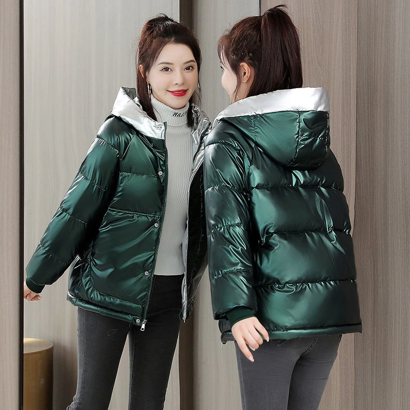 Thickened Warm Bright Surface Parkas For Women Patchwork Streetwear Jackets Hoodie Zipper Outwears Blue Cotton Padded Overcoats
Thickened Warm Bright Surface Parkas For Women Patchwork Streetwear Jackets Hoodie Zipper Outwears Blue Cotton Padded Overcoats