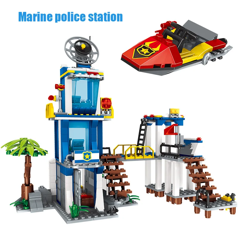 618PCS Sea Police Guard Building Blocks City Police Station Figures Surf Boat Helicopter Tree Bricks Toys for Children
618PCS Sea Police Guard Building Blocks City Police Station Figures Surf Boat Helicopter Tree Bricks Toys for Children