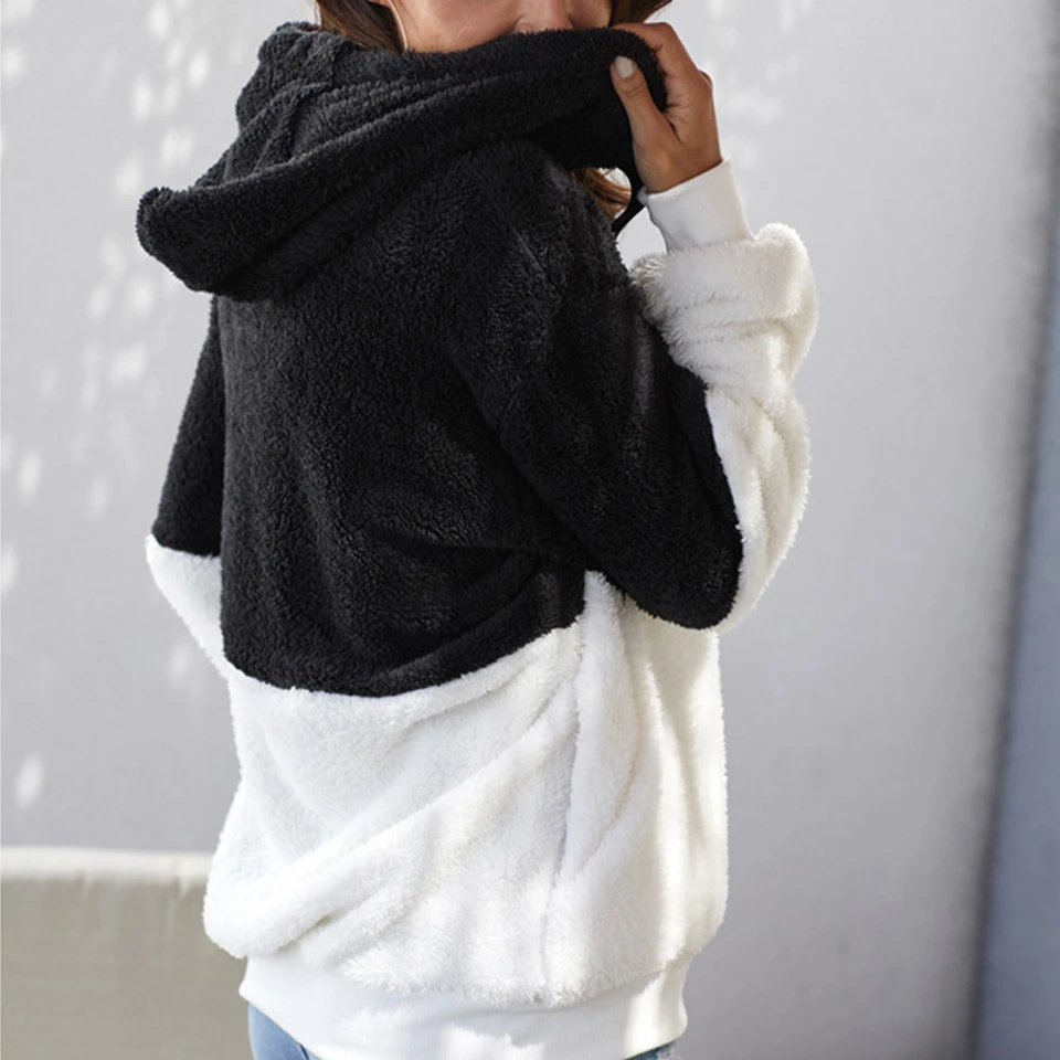 Two Color Hoodies Warm Patchwork Clothes Plush Sweatshirt Furry Poleron Mujer 2021 Half Zip Fuzzy Hoodie Women Kangaroo Pocket
Two Color Hoodies Warm Patchwork Clothes Plush Sweatshirt Furry Poleron Mujer 2021 Half Zip Fuzzy Hoodie Women Kangaroo Pocket