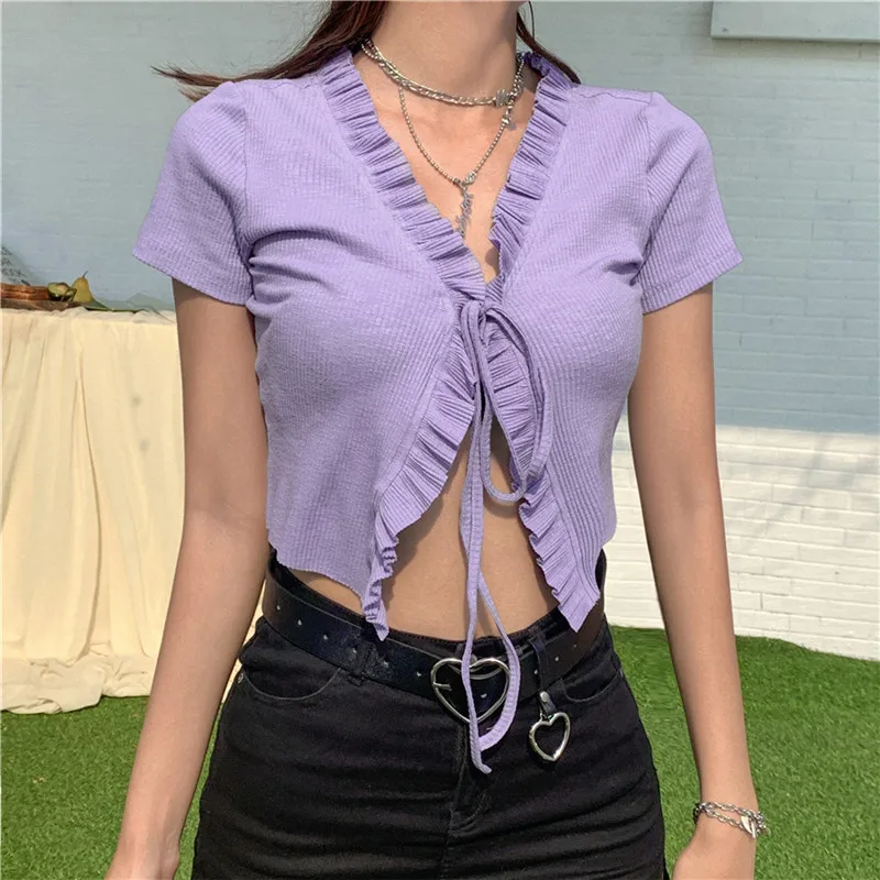 Sexy Ruched Drawstring V Neck Short Sleeve Cardigan Crop Top Summer Women Ribbed Knitted Solid Slim tshirt Tops Streetwear
Sexy Ruched Drawstring V Neck Short Sleeve Cardigan Crop Top Summer Women Ribbed Knitted Solid Slim tshirt Tops Streetwear