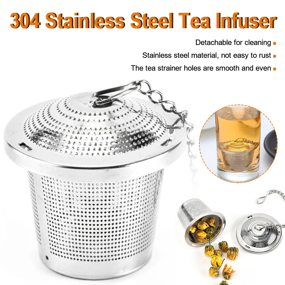 304 Stainless Steel Tea Strainer Infuser Filter Tea Ball Mesh Lid Home with Chain
304 Stainless Steel Tea Strainer Infuser Filter Tea Ball Mesh Lid Home with Chain