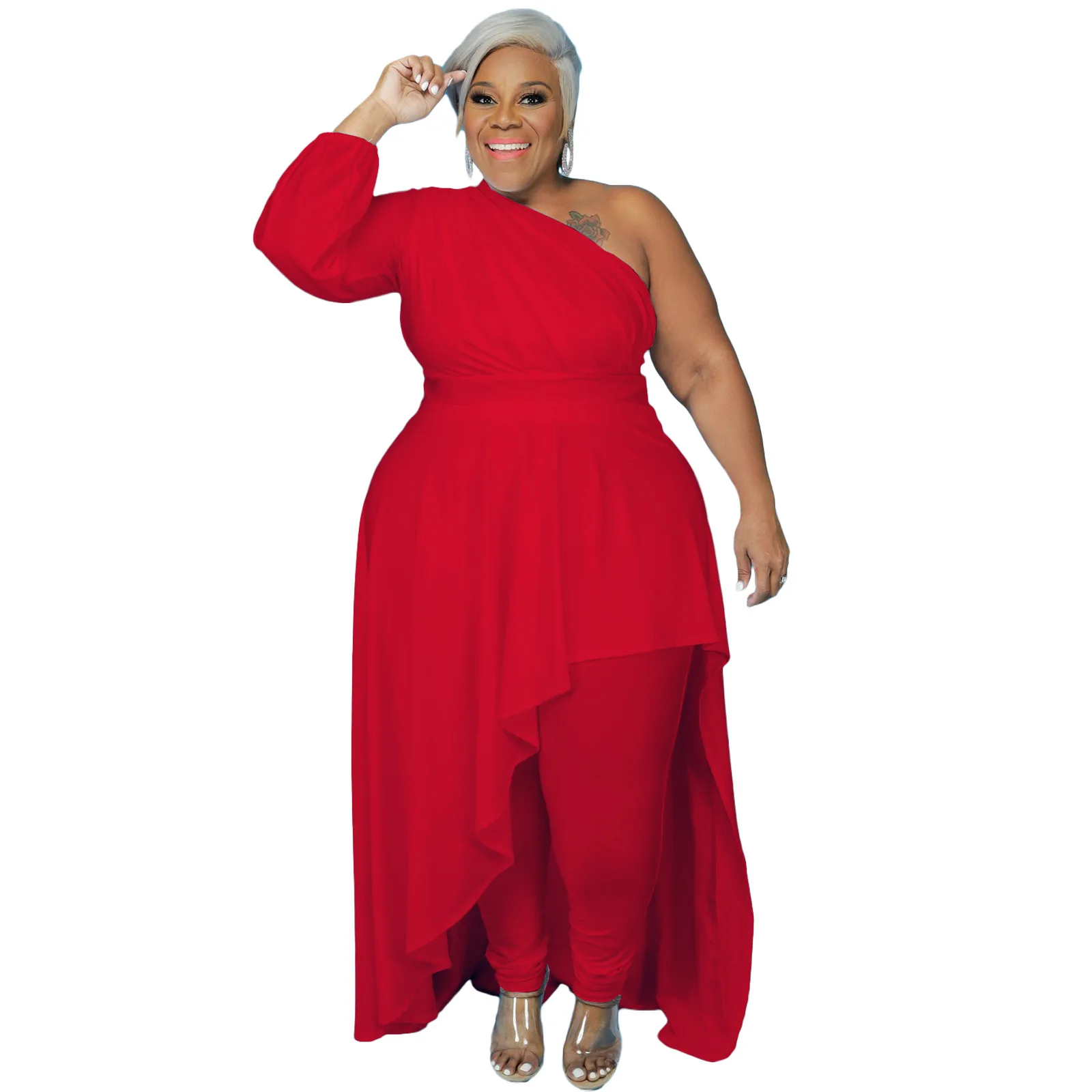 Женское вечернее платье на одно плечо, с длинным рукавом и оборками
Женское вечернее платье на одно плечо, с длинным рукавом и оборками