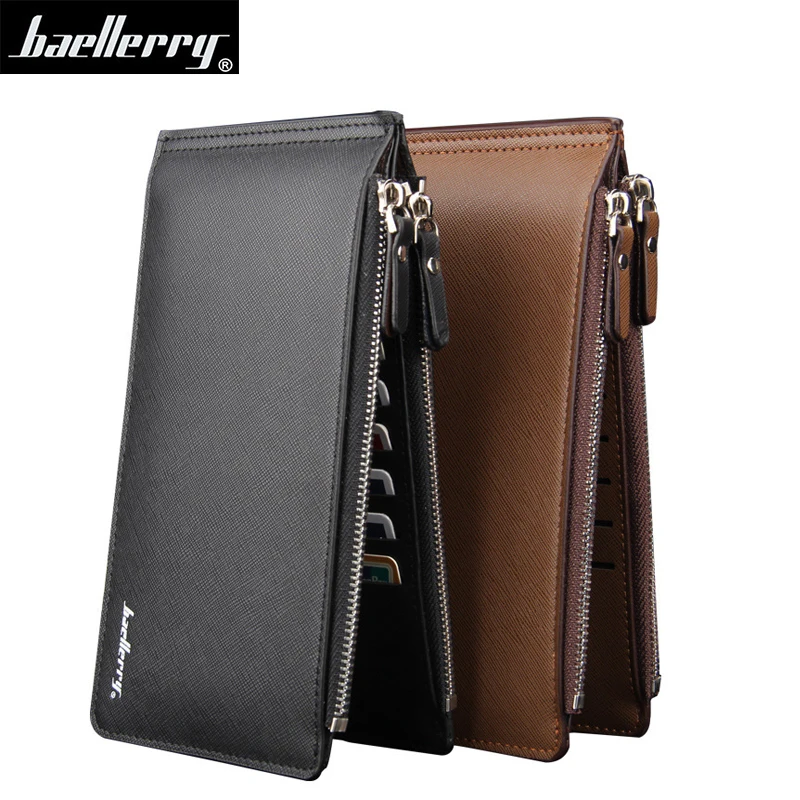 Мужской кошелек Baellerry, большой вместительный кошелек с двойной молнией, из искусственной кожи, держатель для карт 
Мужской кошелек Baellerry, большой вместительный кошелек с двойной молнией, из искусственной кожи, держатель для карт