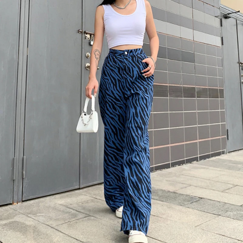 Women Jeans 2021 New High Waist Slimming Stripes Printed Street Casual Straight Pants Loose Wild Blue Denim Trousers For Female
Women Jeans 2021 New High Waist Slimming Stripes Printed Street Casual Straight Pants Loose Wild Blue Denim Trousers For Female