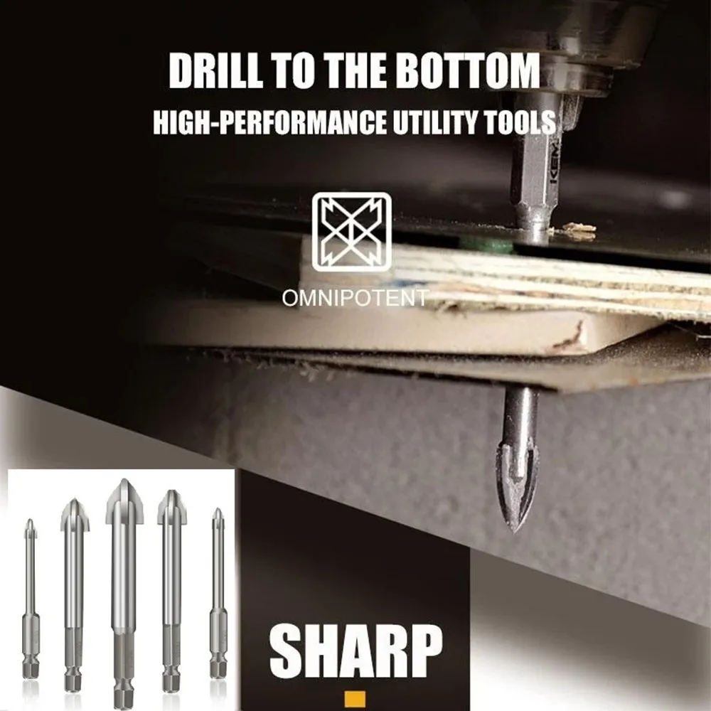 3-7mm 5pc Carpenter Drill Bits Universal Drilling Tool Multifunctional Cross Alloy Tip Woodworking Holing Power Tools
3-7mm 5pc Carpenter Drill Bits Universal Drilling Tool Multifunctional Cross Alloy Tip Woodworking Holing Power Tools