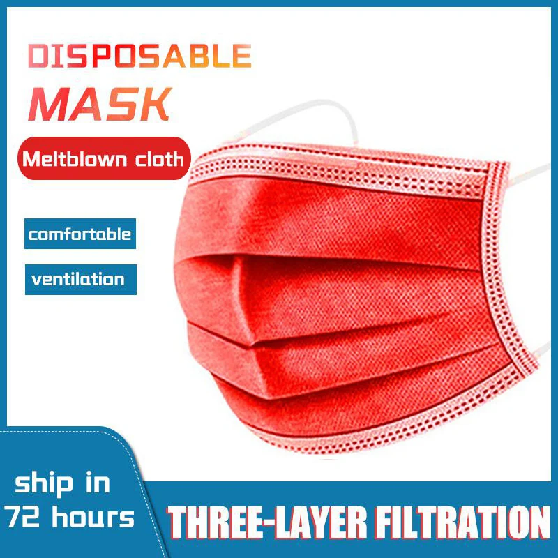 Disposable Face Mask Non-woven 3 Layers Anti Dust Smog Filter Breathable Gauze Mask Red Adult Face Mouth Masks
Disposable Face Mask Non-woven 3 Layers Anti Dust Smog Filter Breathable Gauze Mask Red Adult Face Mouth Masks