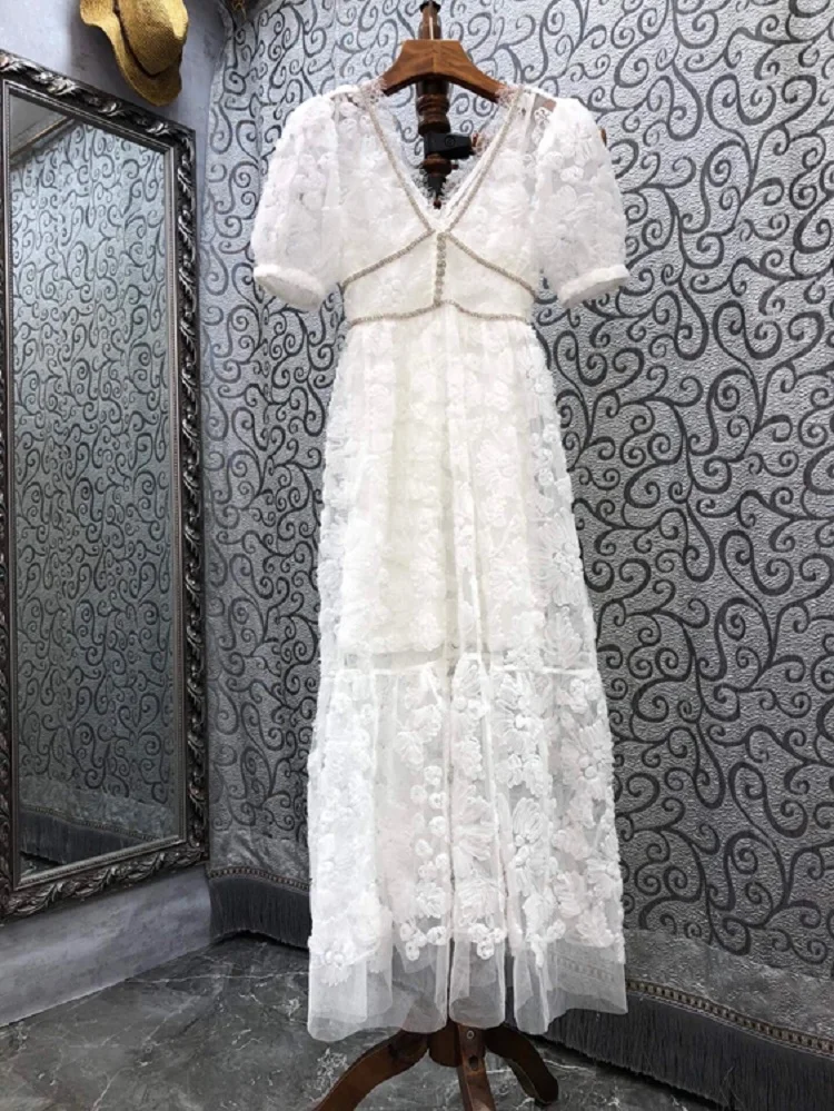 Top Quality New Long White Dress 2021 Autumn Wedding Party Women V-Neck Crystal Beading Deco Short Sleeve Lace Maxi Dress Festa
Top Quality New Long White Dress 2021 Autumn Wedding Party Women V-Neck Crystal Beading Deco Short Sleeve Lace Maxi Dress Festa